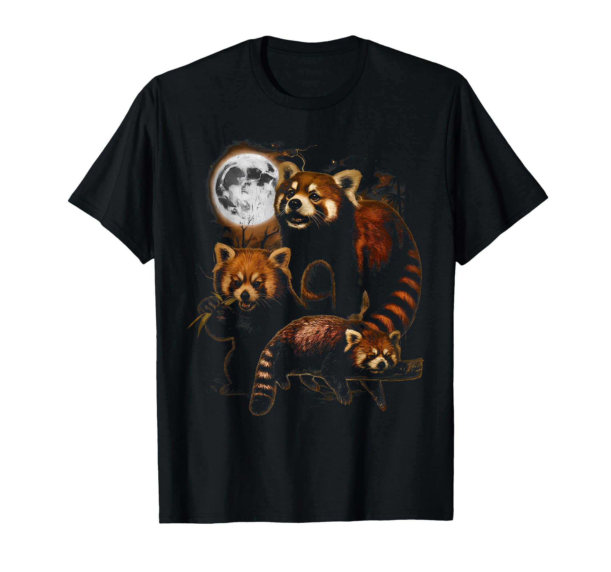 Red Panda Moon 90S Wildlife Forest T-Shirt - Novelty Apparel for Adults - T-Shirt, Sweatshirt, Hoodie