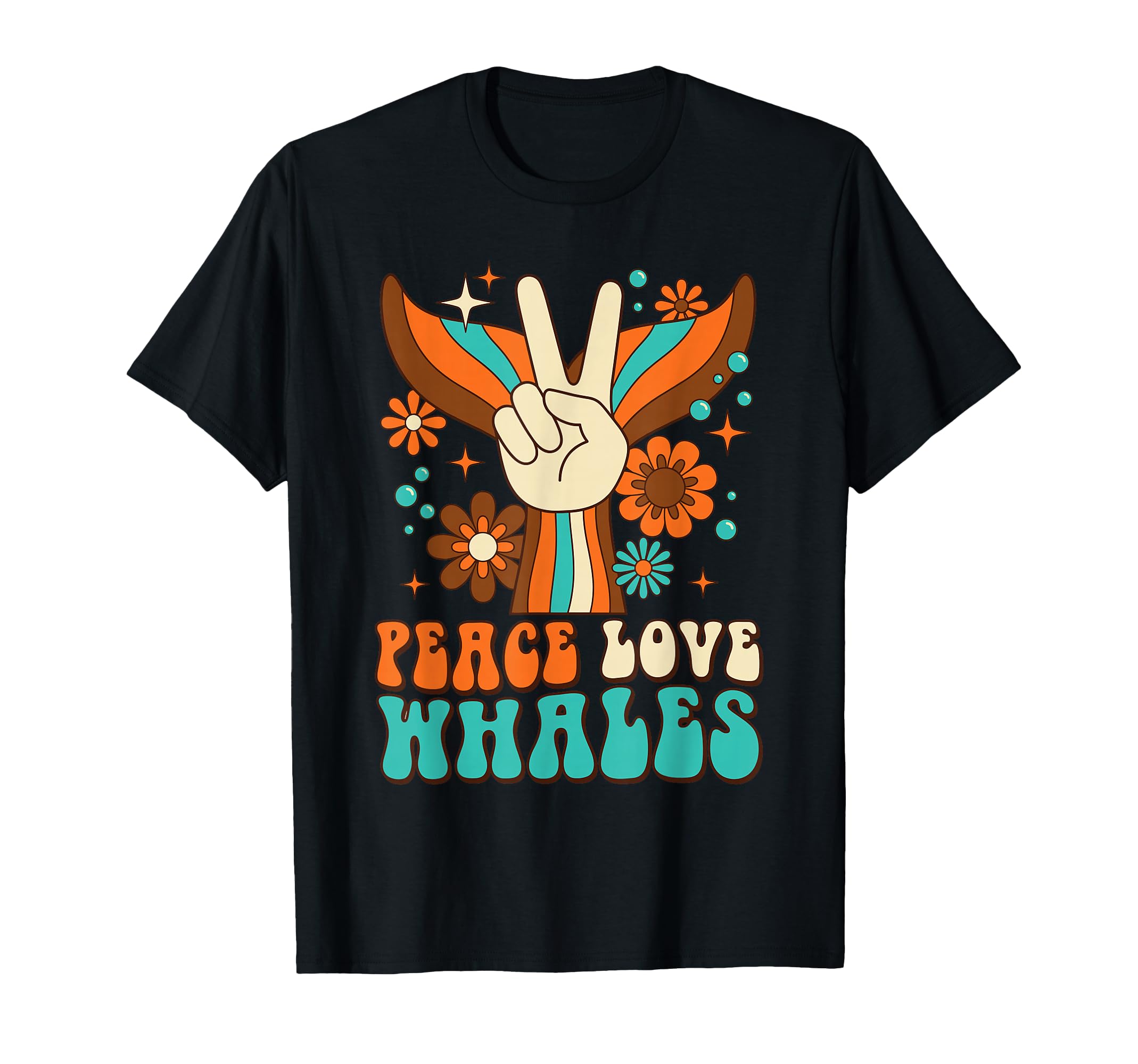 Peace Sign Love Whales 70S Hippie T-Shirt - Aesthetic Graphic Unisex - T-Shirt, Sweatshirt, Hoodie