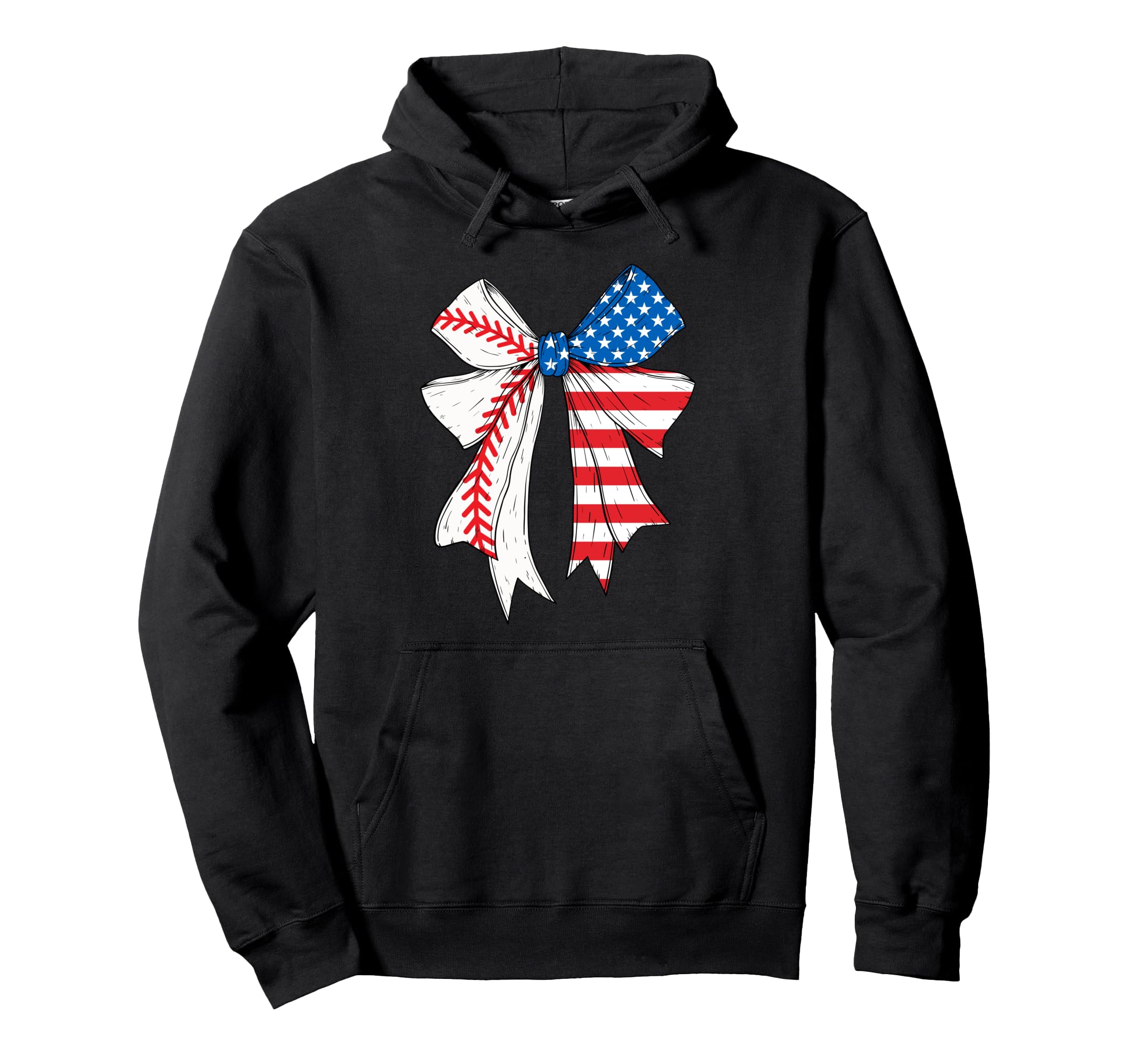 Baseball 4Th July Coquette Bow Hoodie - Novelty Apparel for Adults - T-Shirt, Sweatshirt, Hoodie