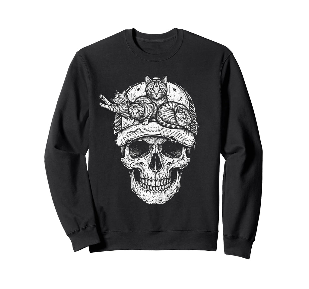Skull Cat Skeleton Kitty Kitten Sweatshirt - Fun Novelty Design Unisex - T-Shirt, Sweatshirt, Hoodie