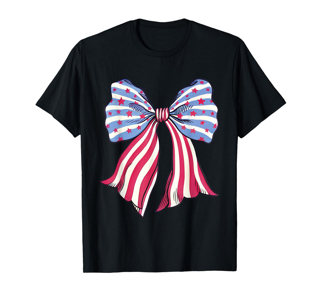 Patriotic Bow Stars Stripes T-Shirt - Fun Novelty Design Men Women - T-Shirt, Sweatshirt, Hoodie