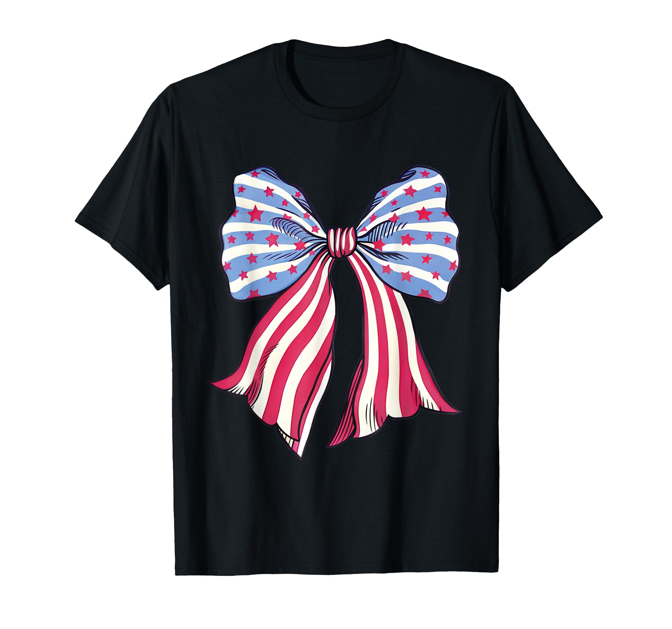 Patriotic Bow Stars Stripes T-Shirt - Fun Novelty Design Men Women - T-Shirt, Sweatshirt, Hoodie