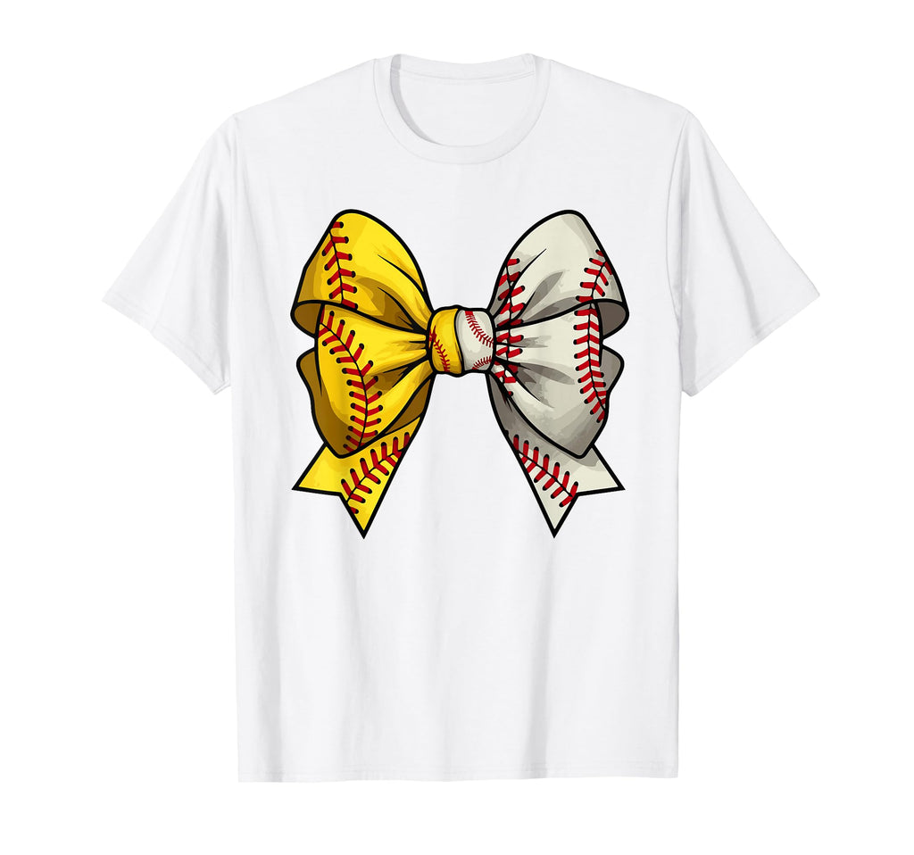 Baseball Softball Coquette Bow Softball T-Shirt - Trendy Graphic Unisex - T-Shirt, Sweatshirt, Hoodie