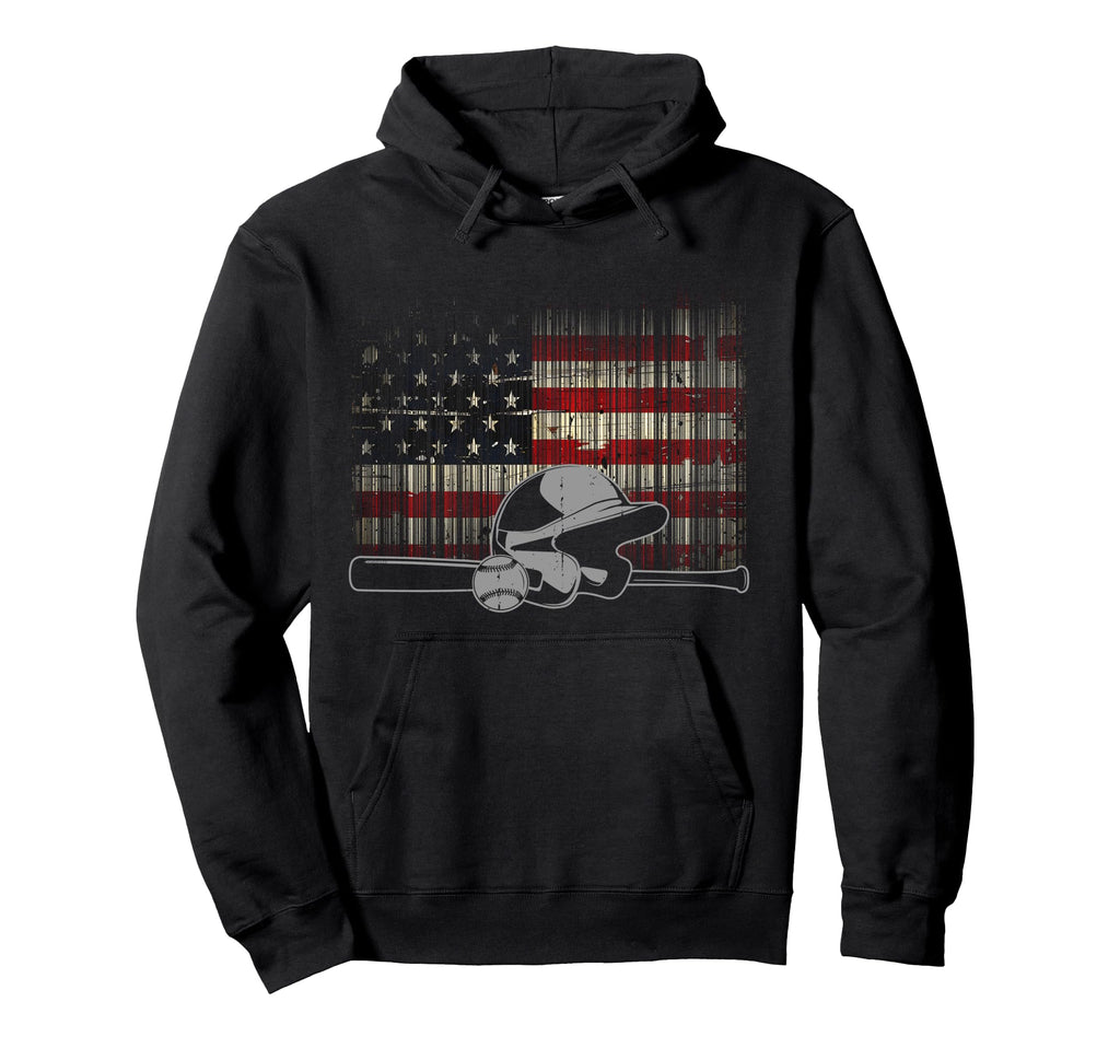 American Flag Baseball Baseball Hoodie - Casual Everyday Wear Unisex - T-Shirt, Sweatshirt, Hoodie