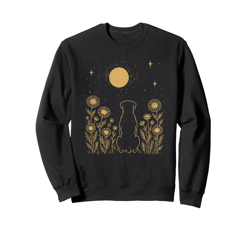 Boho Floral Rottweiler Moon Sweatshirt - Minimalist Print for Adults - T-Shirt, Sweatshirt, Hoodie