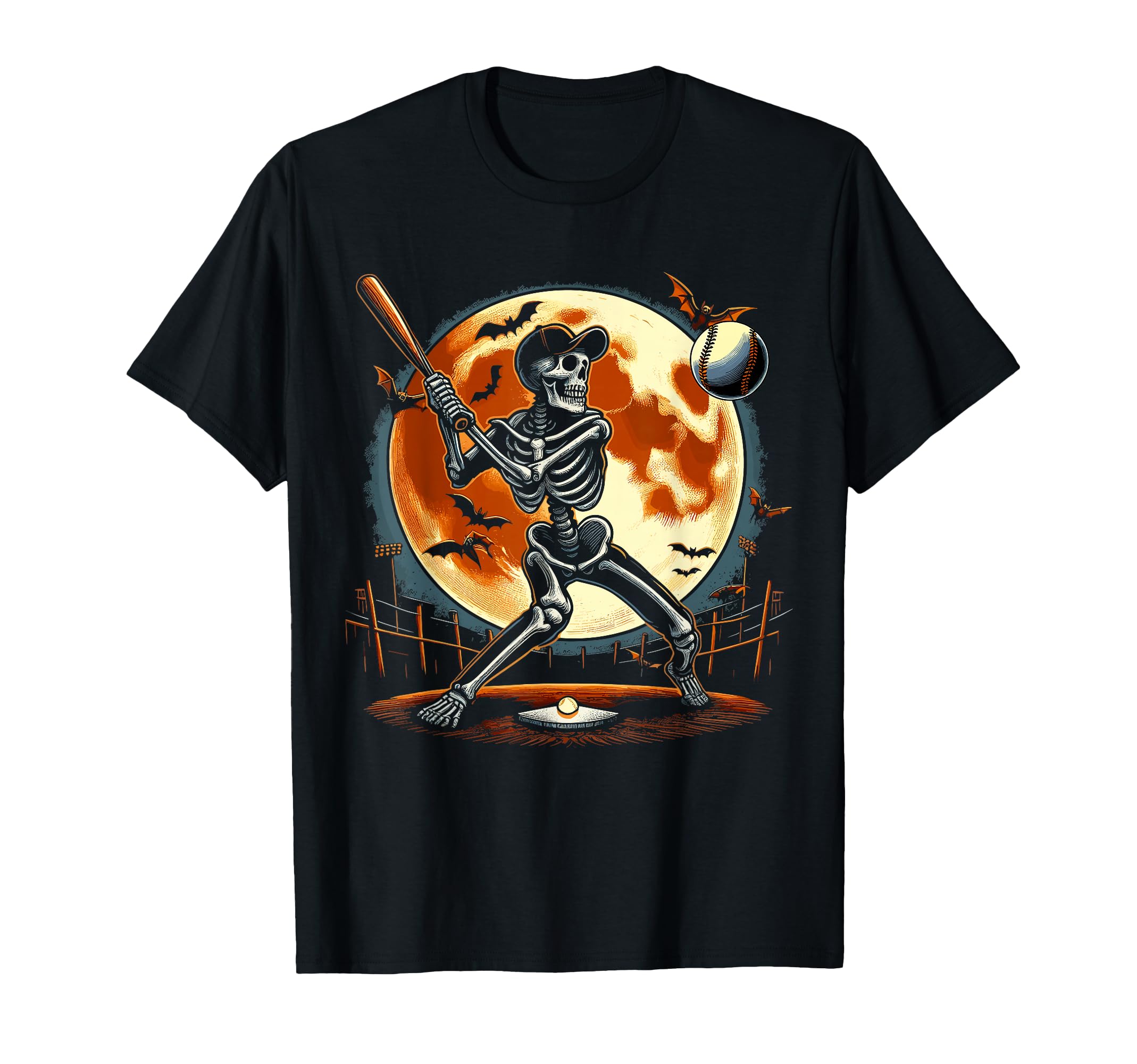 Halloween Baseball Skeleton Halloween T-Shirt - Unique Graphic for Adults - T-Shirt, Sweatshirt, Hoodie