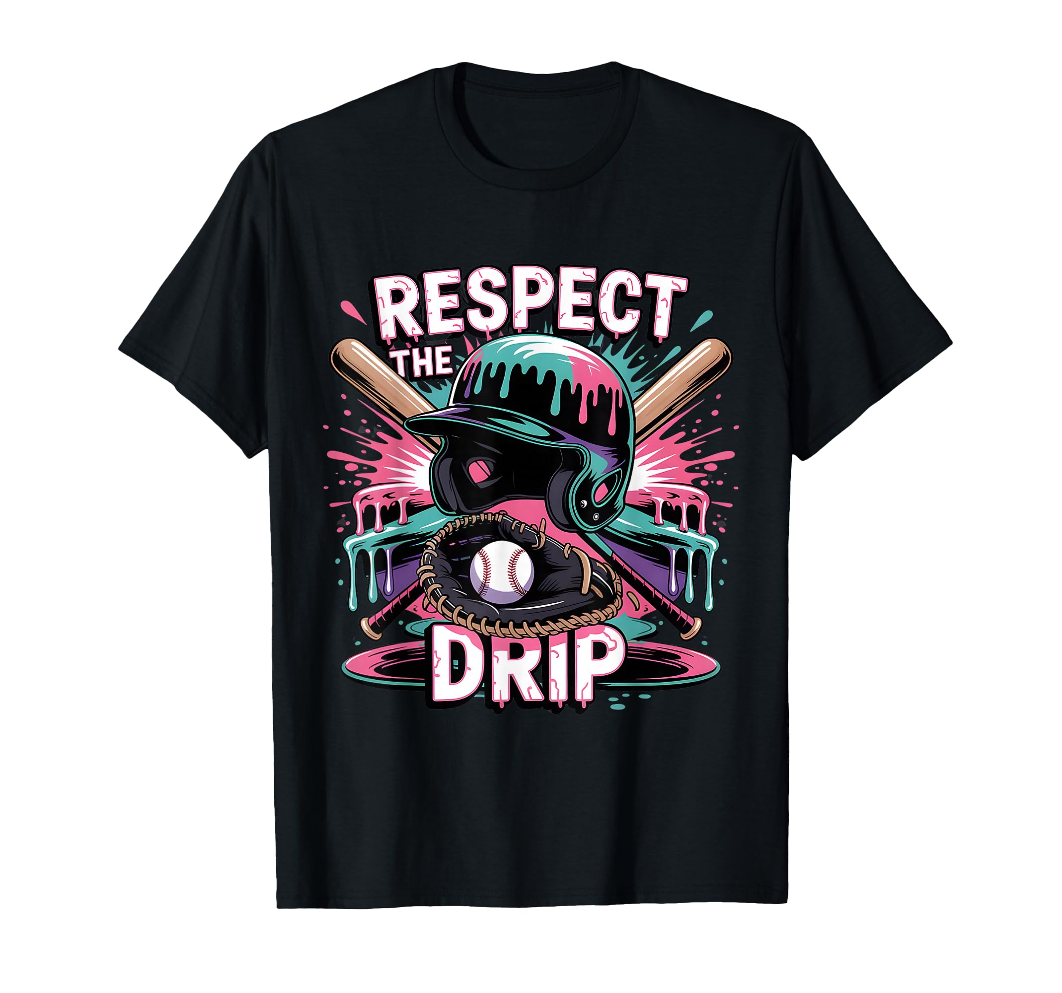 Respect Drip Baseball Ice Cream Drip T-Shirt - Minimalist Print Unisex - T-Shirt, Sweatshirt, Hoodie