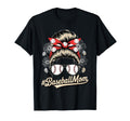 Baseball Mom Messy Bun Floral Game T-Shirt - Minimalist Print for Adults - T-Shirt, Sweatshirt, Hoodie