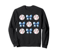 Baseballs Light Blue Bows Ball Mom Sweatshirt - Graphic Print Men Women - T-Shirt, Sweatshirt, Hoodie