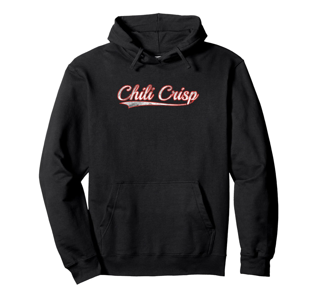 Chili Crisp Varsity Distressed Hoodie - Custom Art Print for Adults - T-Shirt, Sweatshirt, Hoodie