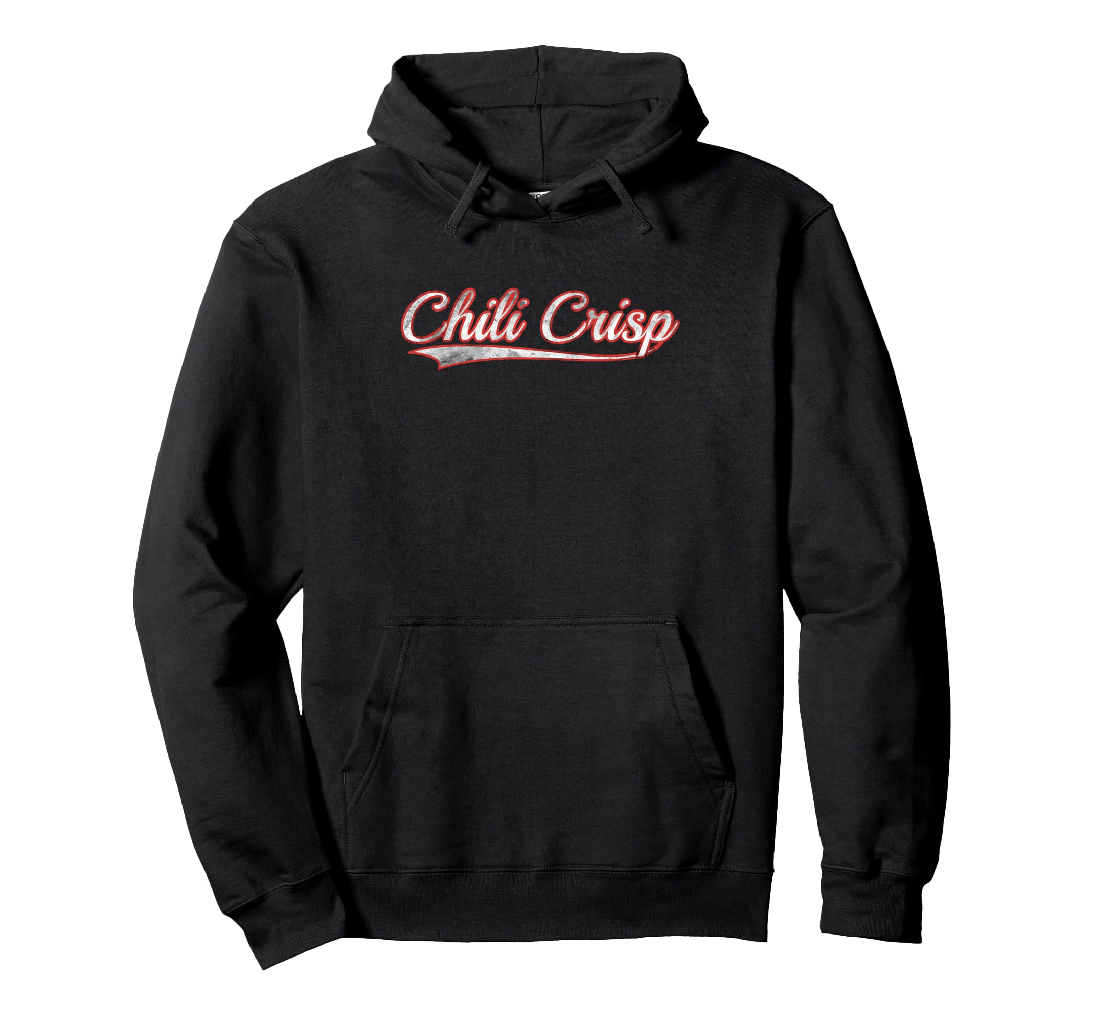 Chili Crisp Varsity Distressed Hoodie - Custom Art Print for Adults - T-Shirt, Sweatshirt, Hoodie