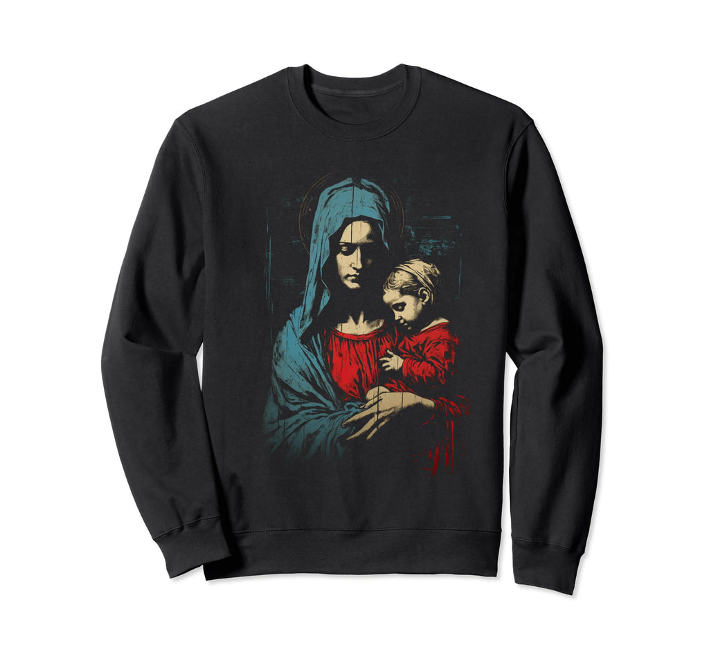 Mary Jesus Distressed 90S Goth Grunge Sweatshirt - Graphic Print Unisex - T-Shirt, Sweatshirt, Hoodie