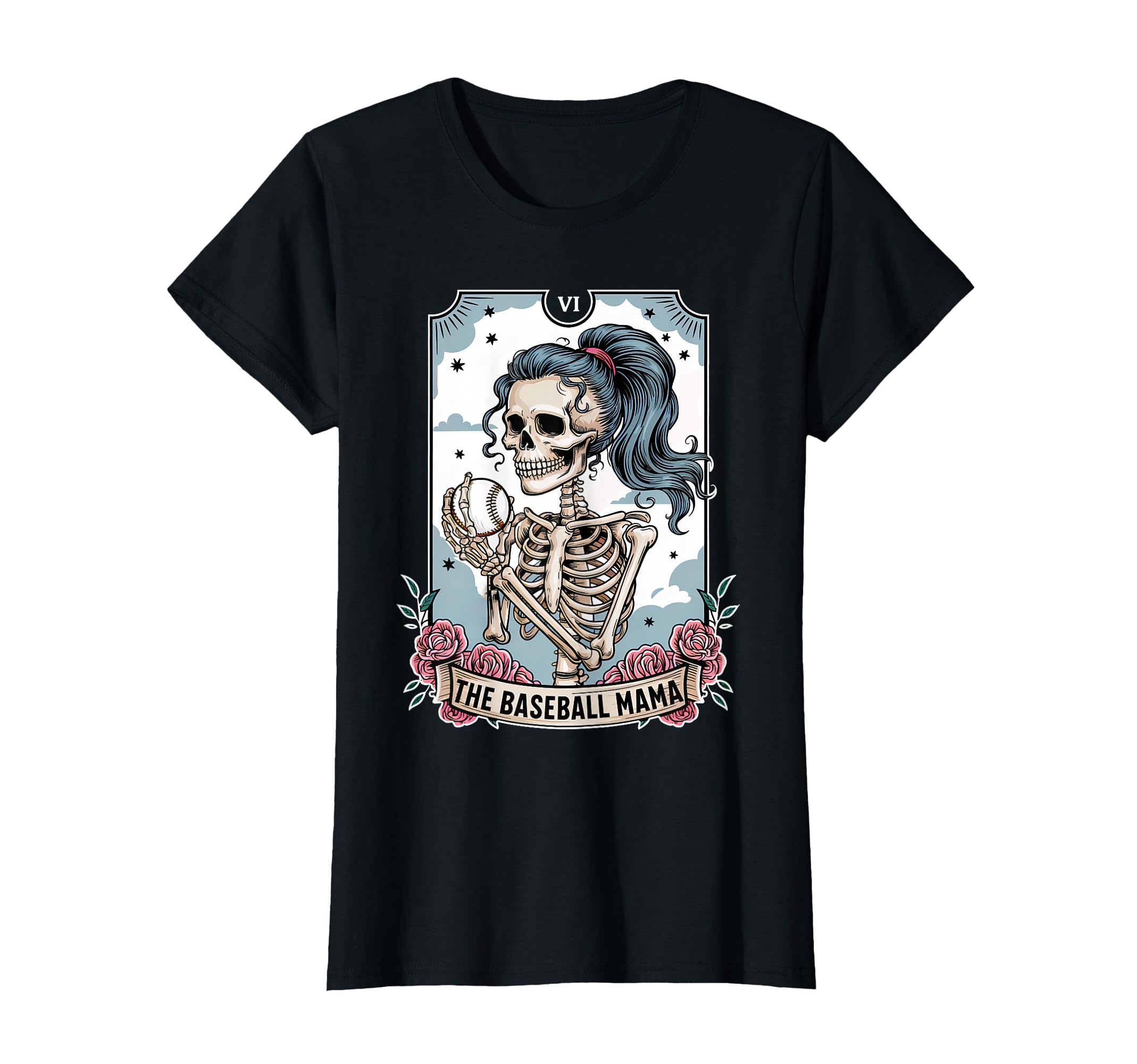 Baseball Mama Tarot Card Skeleton T-Shirt - Unique Graphic Men Women - T-Shirt, Sweatshirt, Hoodie