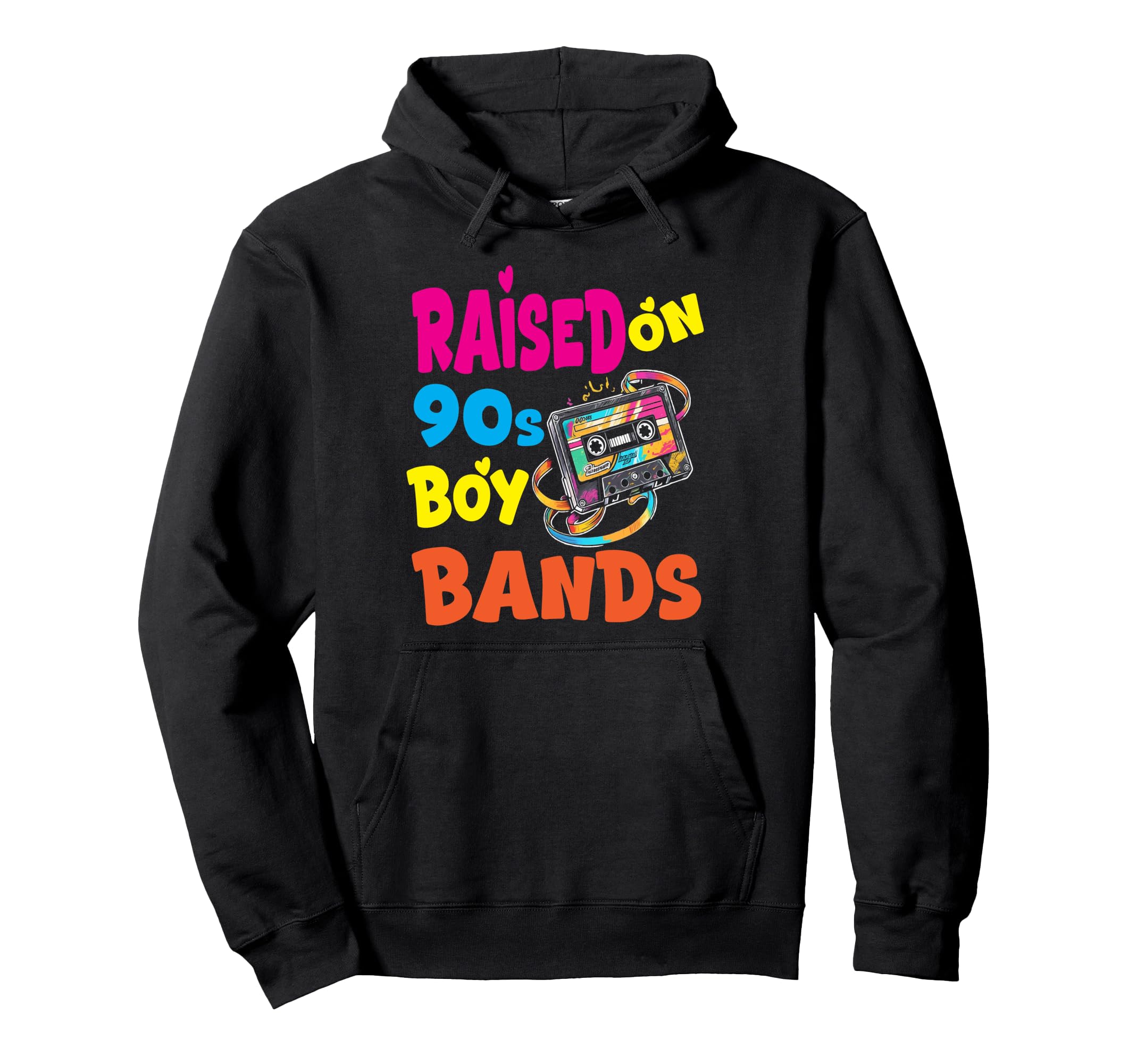 Raised 90S Bands Nostalgia Love Hoodie - Graphic Print Men Women - T-Shirt, Sweatshirt, Hoodie