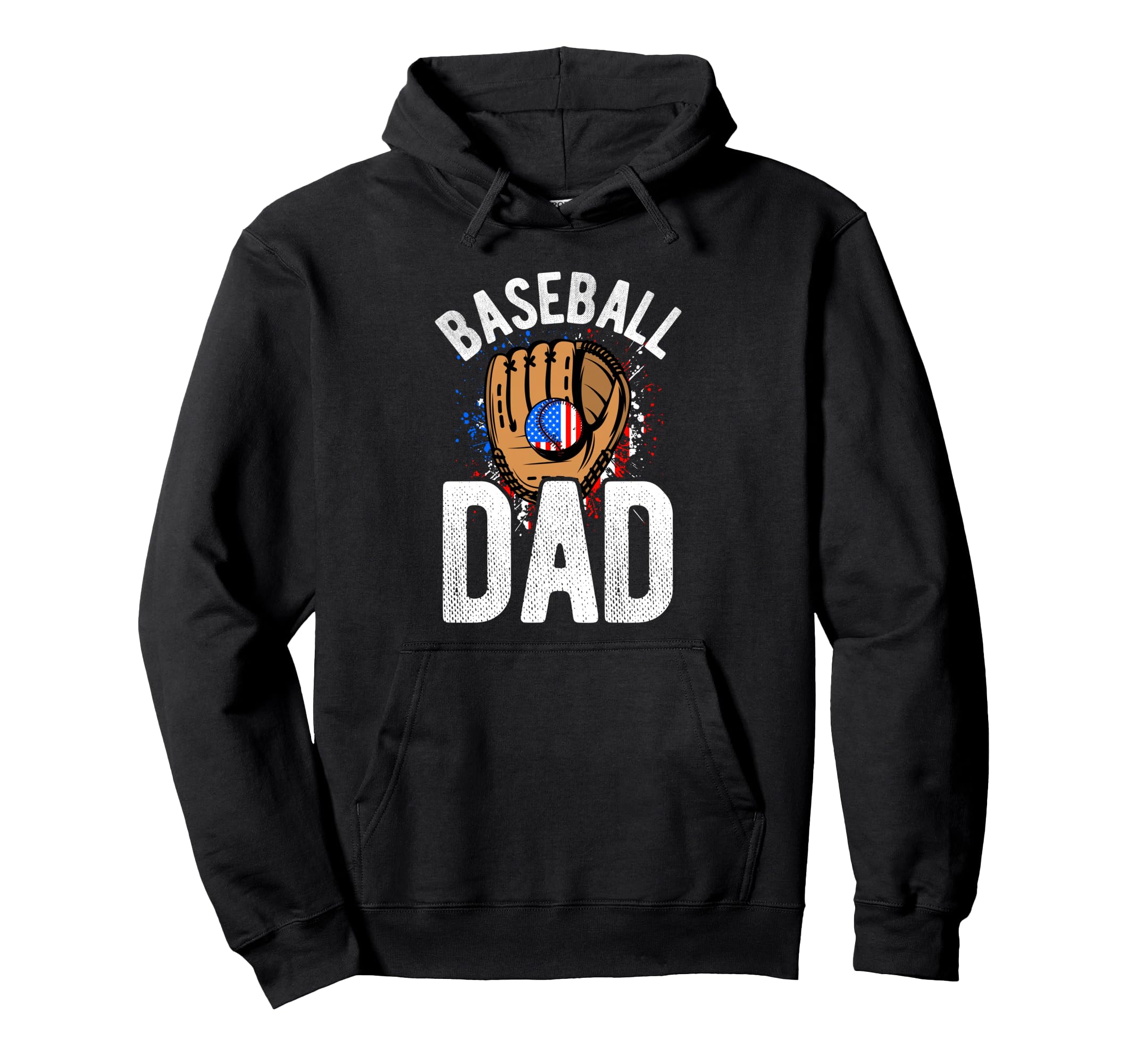 Baseball Dad Usa Flag Hoodie - Aesthetic Graphic for Adults - T-Shirt, Sweatshirt, Hoodie