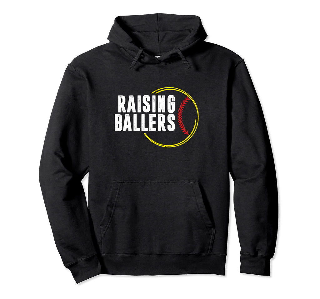 Raising Ballers Softball Parents Hoodie - Casual Everyday Wear for Adults - T-Shirt, Sweatshirt, Hoodie
