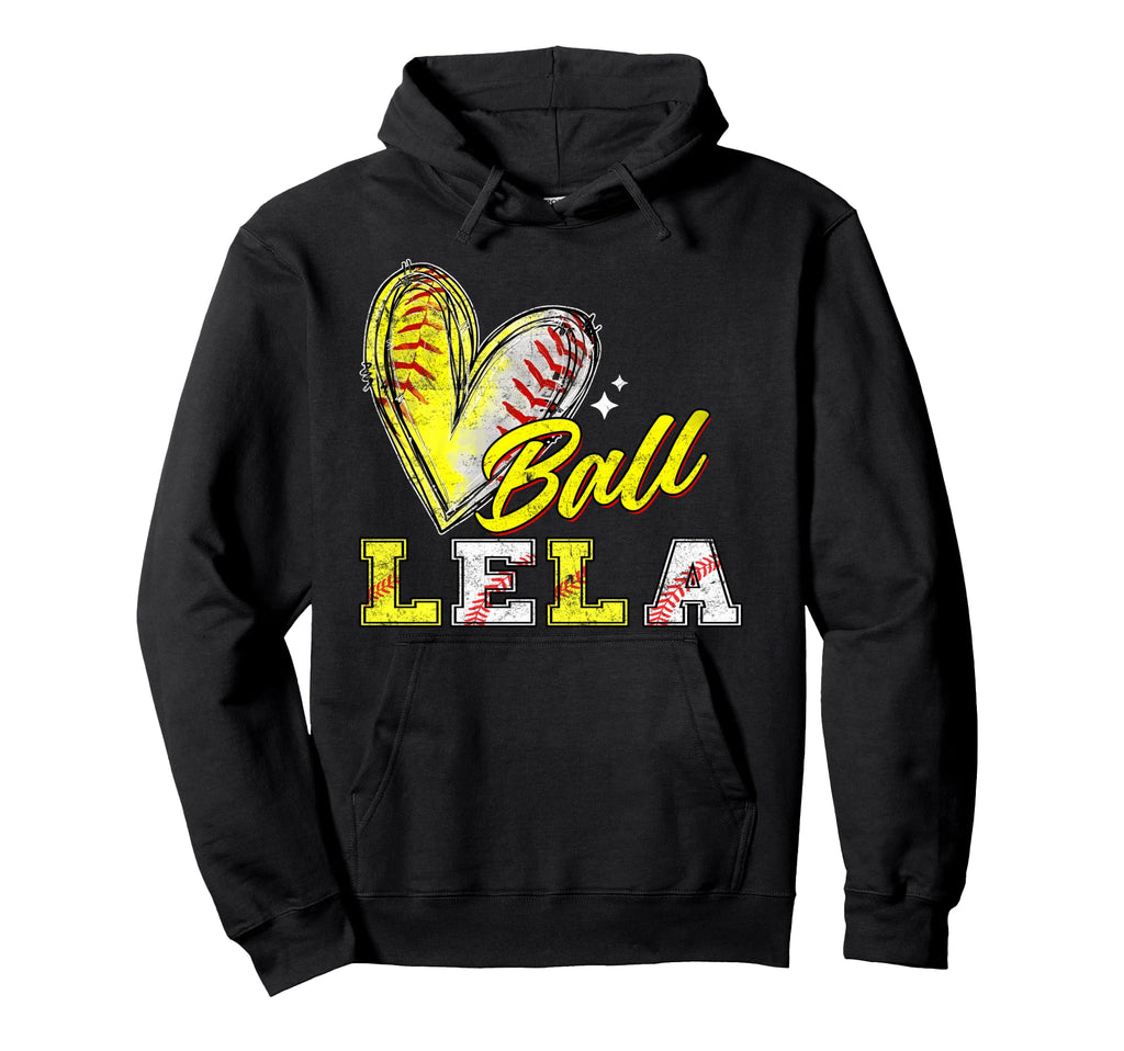 Funny Ball Lela Softball Baseball Lela Hoodie - Minimalist Print Men Women - T-Shirt, Sweatshirt, Hoodie