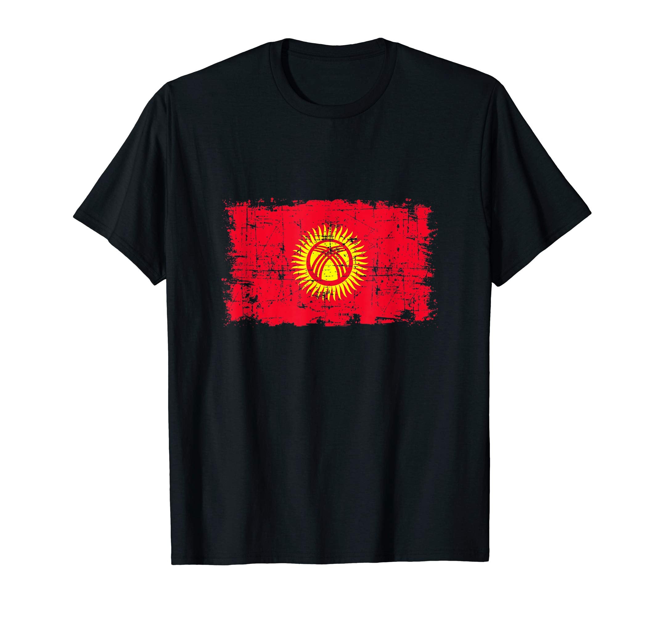 Kyrgyzstan Flag Pride Gift Distressed T-Shirt - Graphic Print for Adults - T-Shirt, Sweatshirt, Hoodie