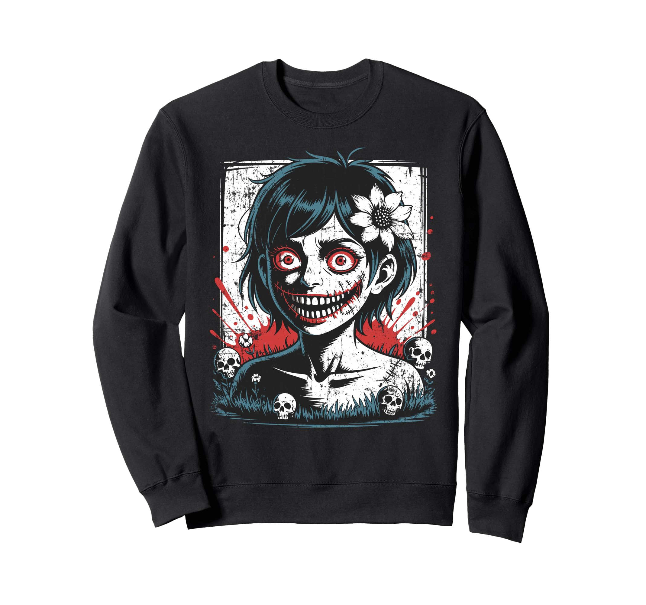 Japanese Goth Creepy Emo Y2K Japan Sweatshirt - Unique Graphic for Adults - T-Shirt, Sweatshirt, Hoodie