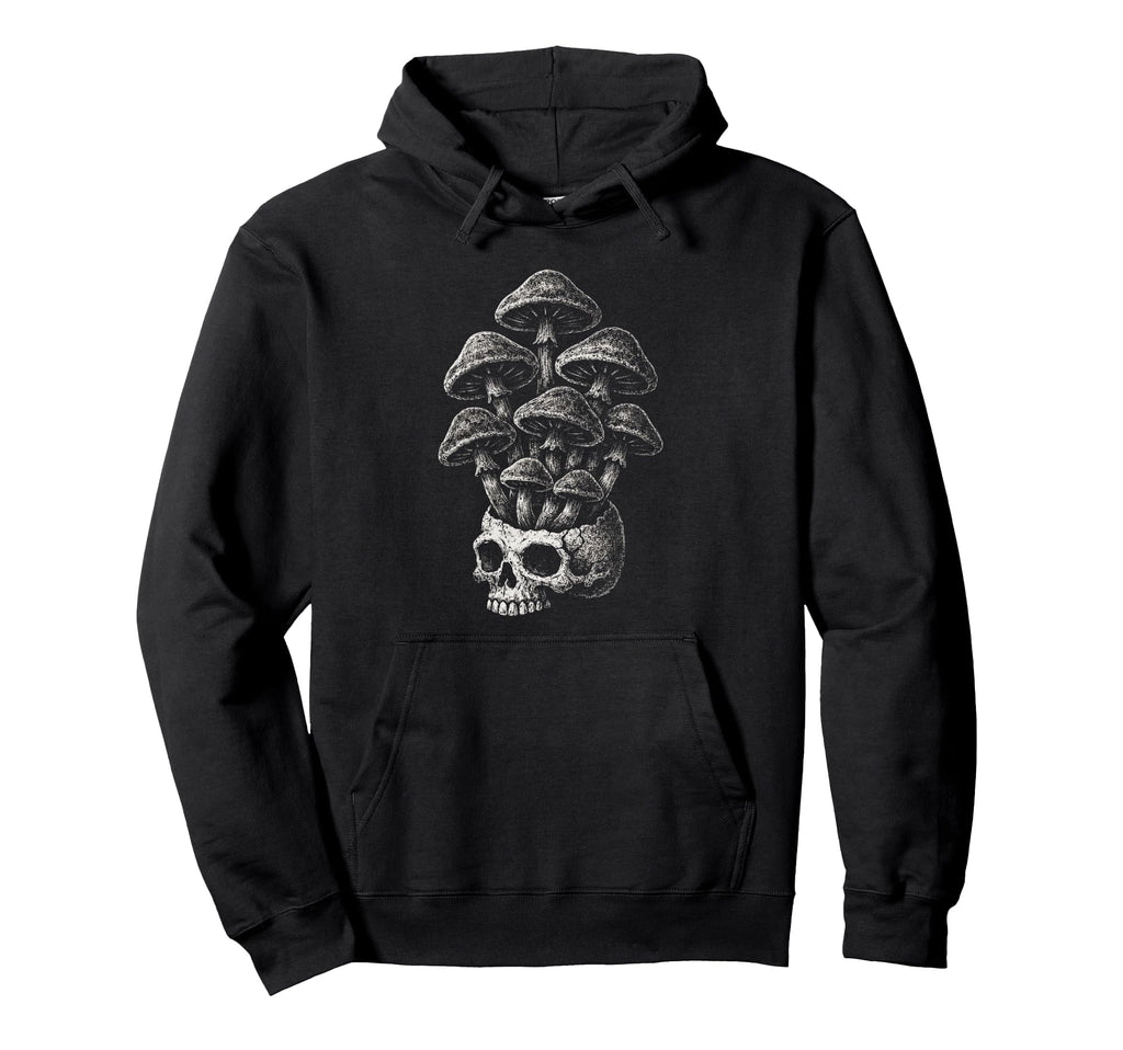 Mushroom Skull Grunge Alt Goth Skeleton Hoodie - Unique Graphic for Adults - T-Shirt, Sweatshirt, Hoodie