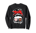 Mom Life Messy Bun Hair Football Sweatshirt - Trendy Graphic Unisex - T-Shirt, Sweatshirt, Hoodie