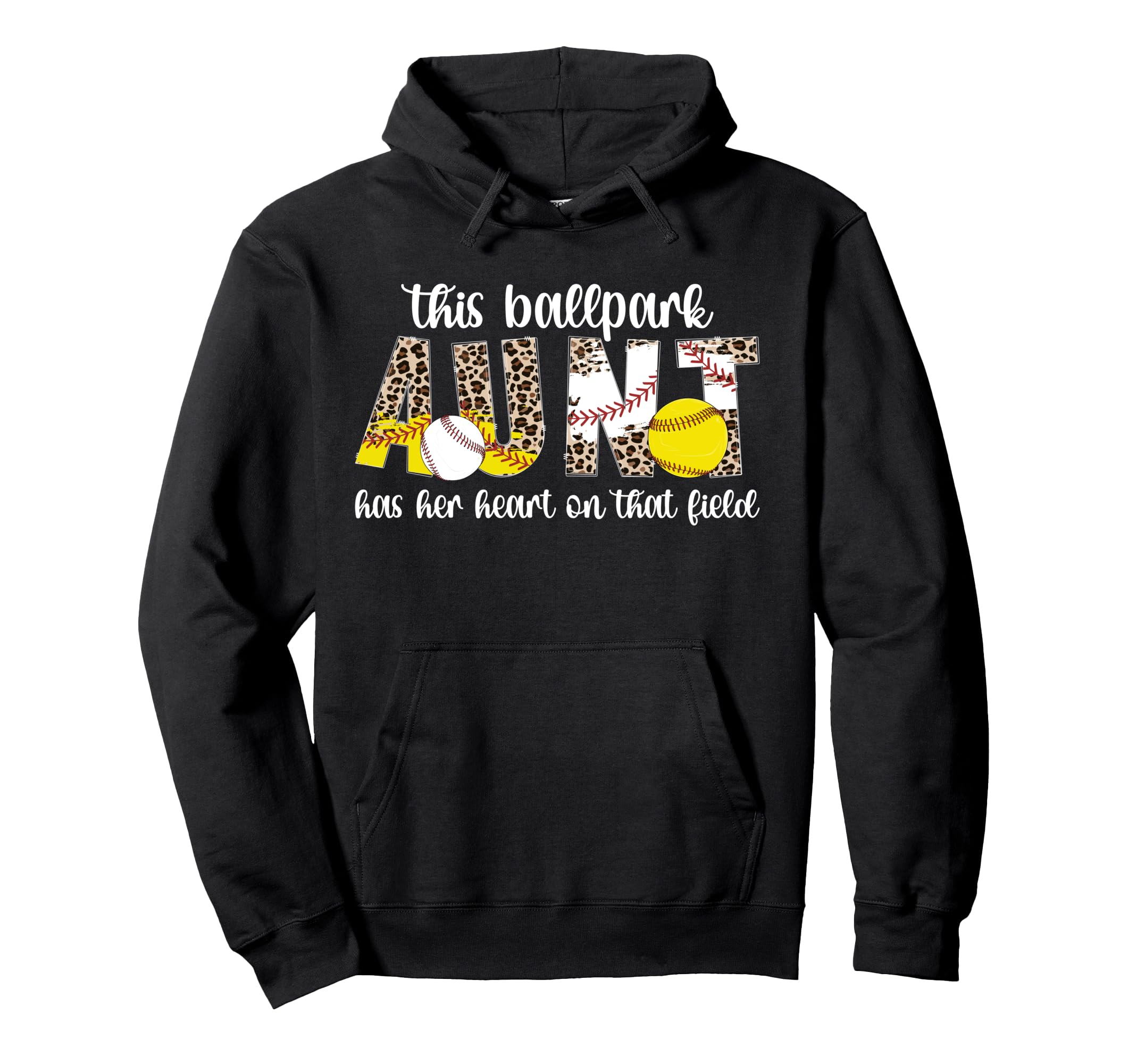 Ballpark Aunt Proud Baseball Softball Hoodie - Unique Graphic for Adults - T-Shirt, Sweatshirt, Hoodie