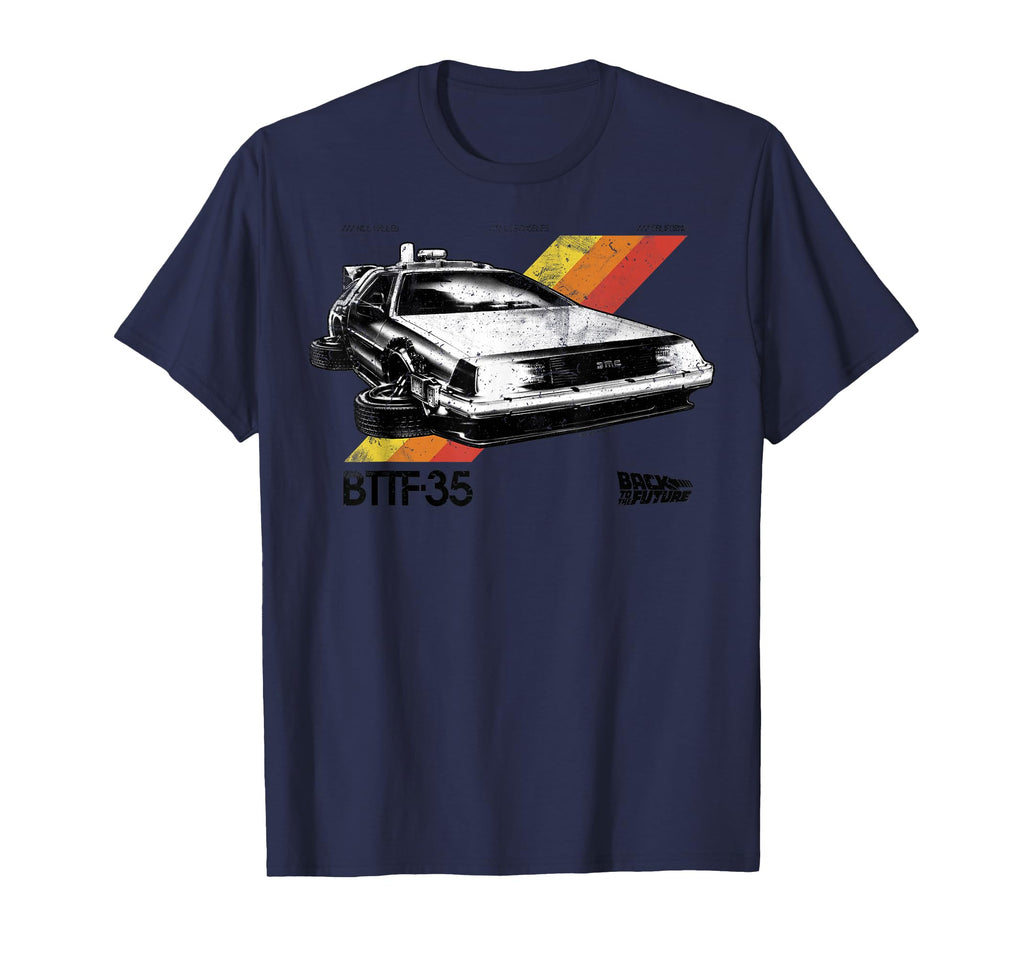 Back To Future 35Th Stripe Delorean T-Shirt - Novelty Apparel Men Women - T-Shirt, Sweatshirt, Hoodie