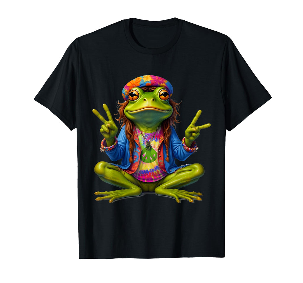 Tie Dye Frog Peace Sign 60S 70S Hippie T-Shirt - Graphic Print for Adults - T-Shirt, Sweatshirt, Hoodie