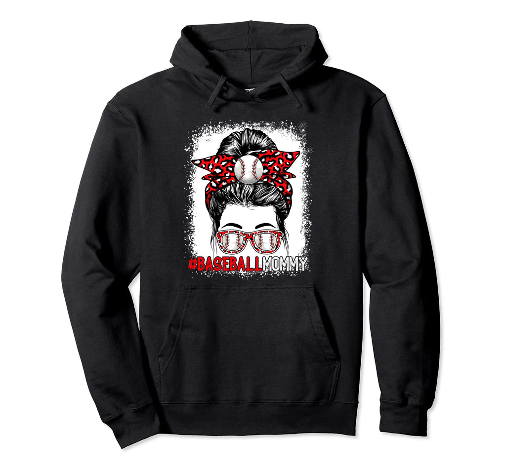 Funny Baseball Mommy Messy Bun Mothers Hoodie - Streetwear Style Unisex - T-Shirt, Sweatshirt, Hoodie