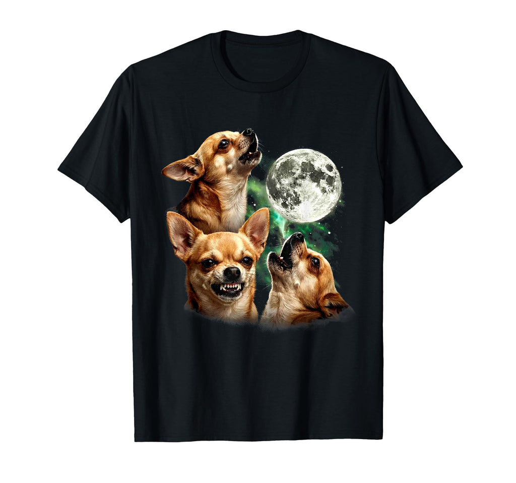 90S Chihuahua Howling Moon Chihuahua Dog T-Shirt - Custom Art Print Unisex - T-Shirt, Sweatshirt, Hoodie