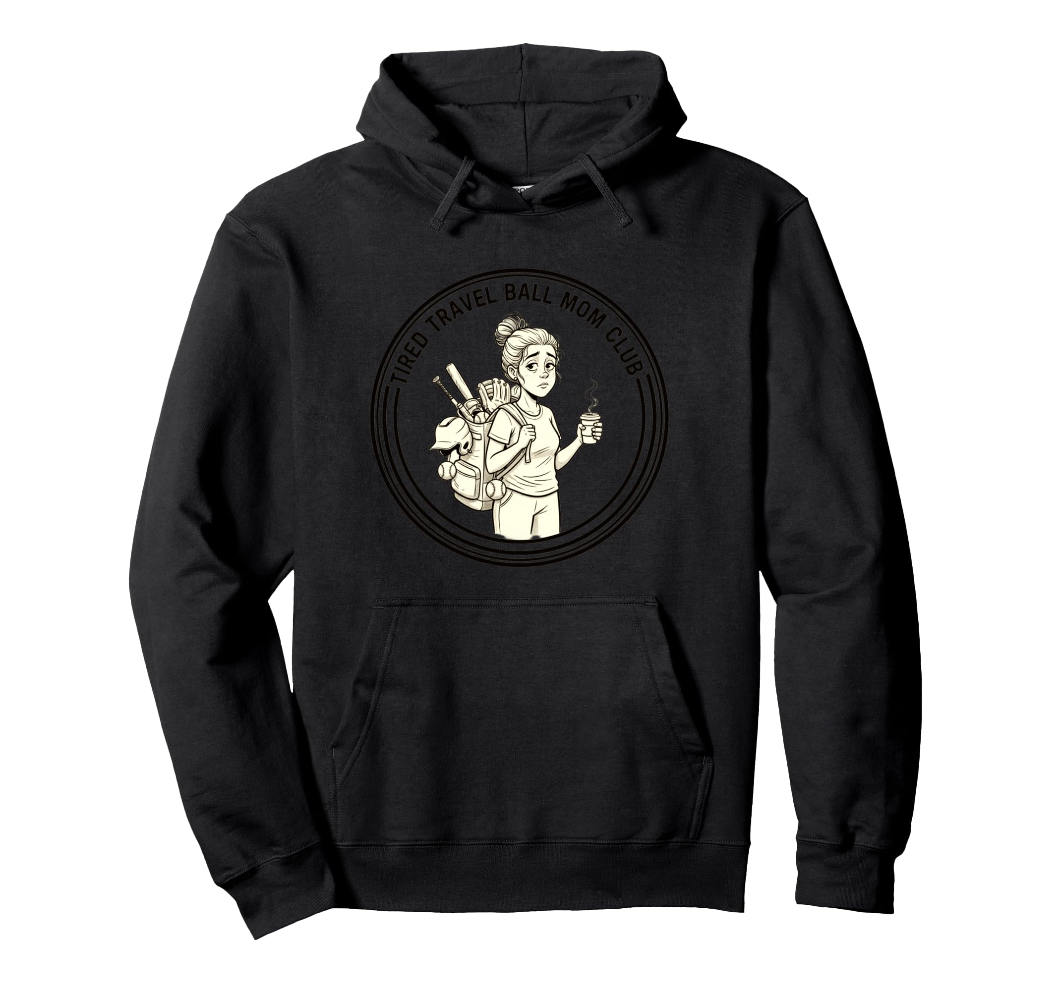 Tired Travel Ball Mom Club Softball Hoodie - Unique Graphic for Adults - T-Shirt, Sweatshirt, Hoodie