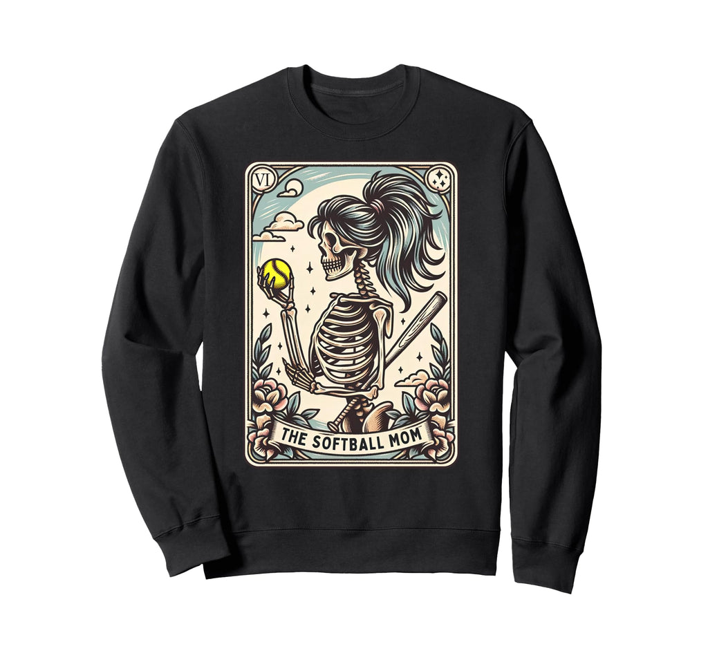 Softball Mom Tarot Card Skeleton Sweatshirt - Minimalist Print Men Women - T-Shirt, Sweatshirt, Hoodie