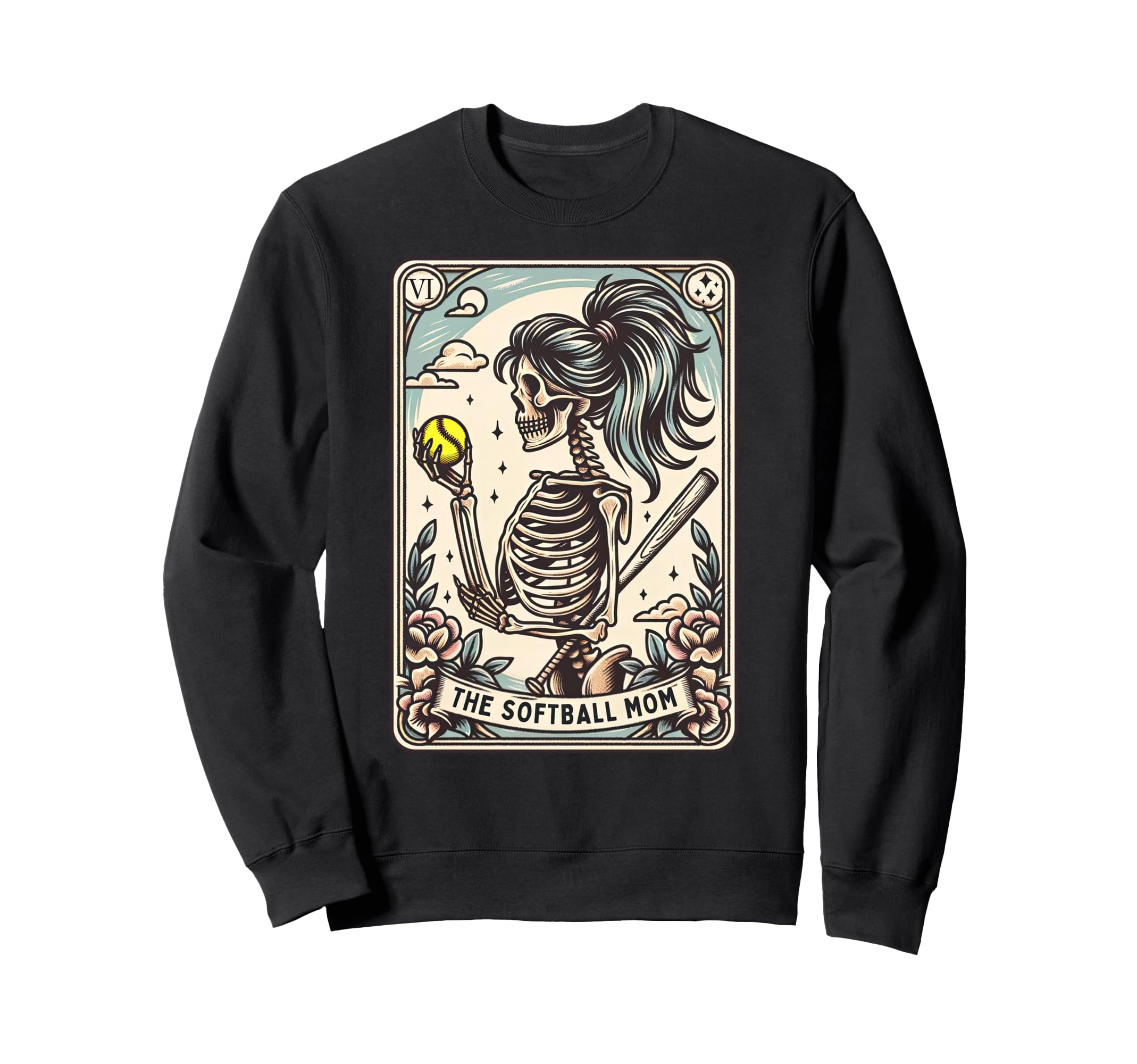 Softball Mom Tarot Card Skeleton Sweatshirt - Minimalist Print Men Women - T-Shirt, Sweatshirt, Hoodie