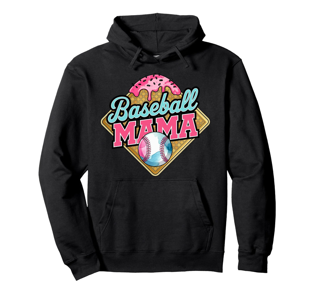 Baseball Mama Home Plate Ice Cream Drip Hoodie - Trendy Graphic Unisex - T-Shirt, Sweatshirt, Hoodie