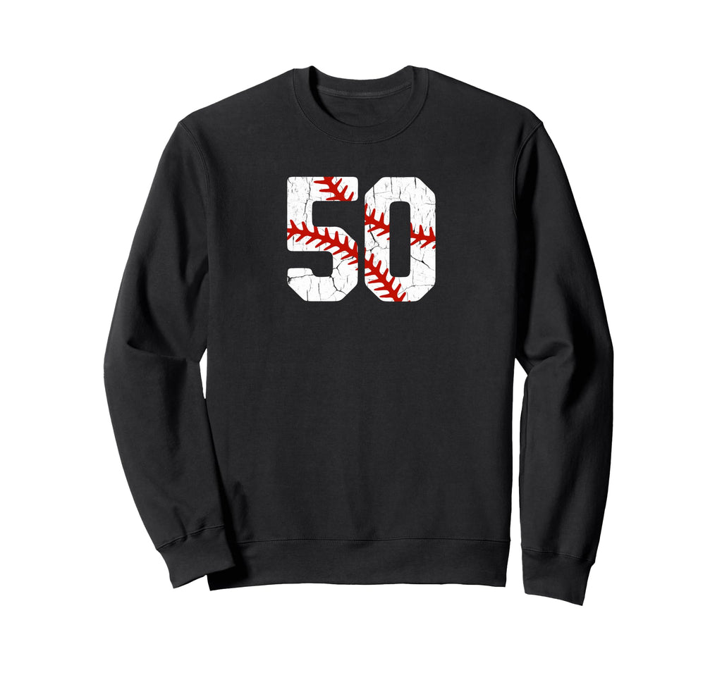 Baseball Player Jersey Number 50 Sweatshirt - Novelty Apparel for Adults - T-Shirt, Sweatshirt, Hoodie