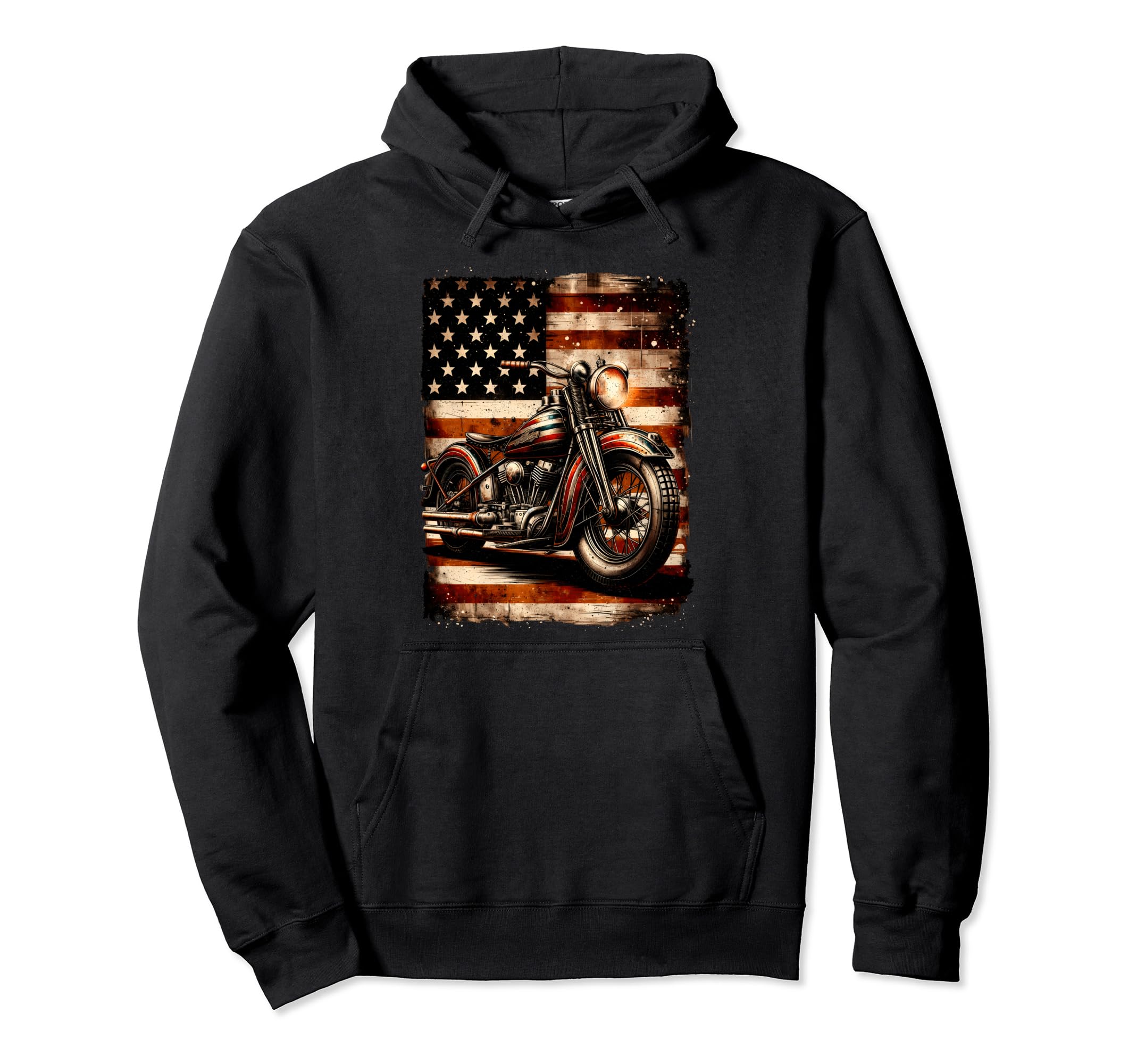 Motorcycle Usa Flag Biker Hoodie - Casual Everyday Wear for Adults - T-Shirt, Sweatshirt, Hoodie