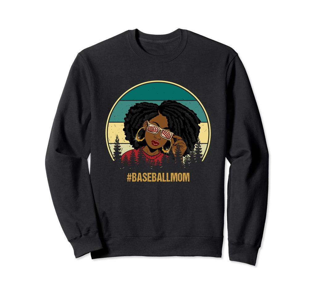 Black Baseball Mom Baseball Mom Lover Sweatshirt - Graphic Print for Adults - T-Shirt, Sweatshirt, Hoodie