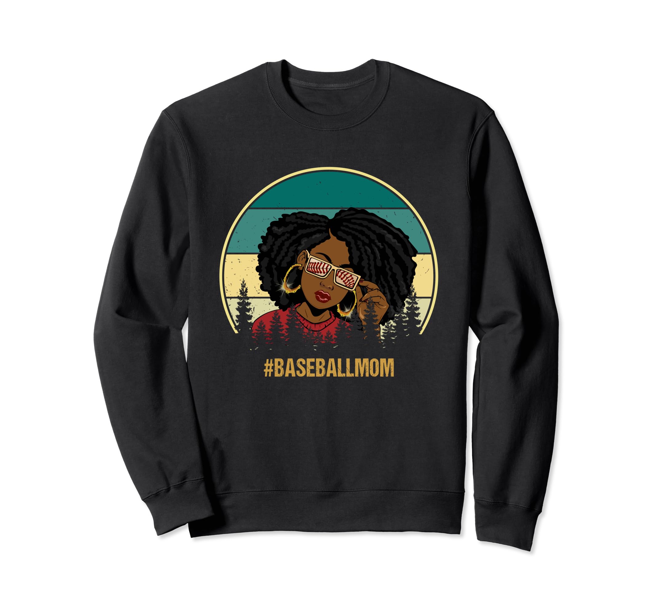 Black Baseball Mom Baseball Mom Lover Sweatshirt - Graphic Print for Adults - T-Shirt, Sweatshirt, Hoodie