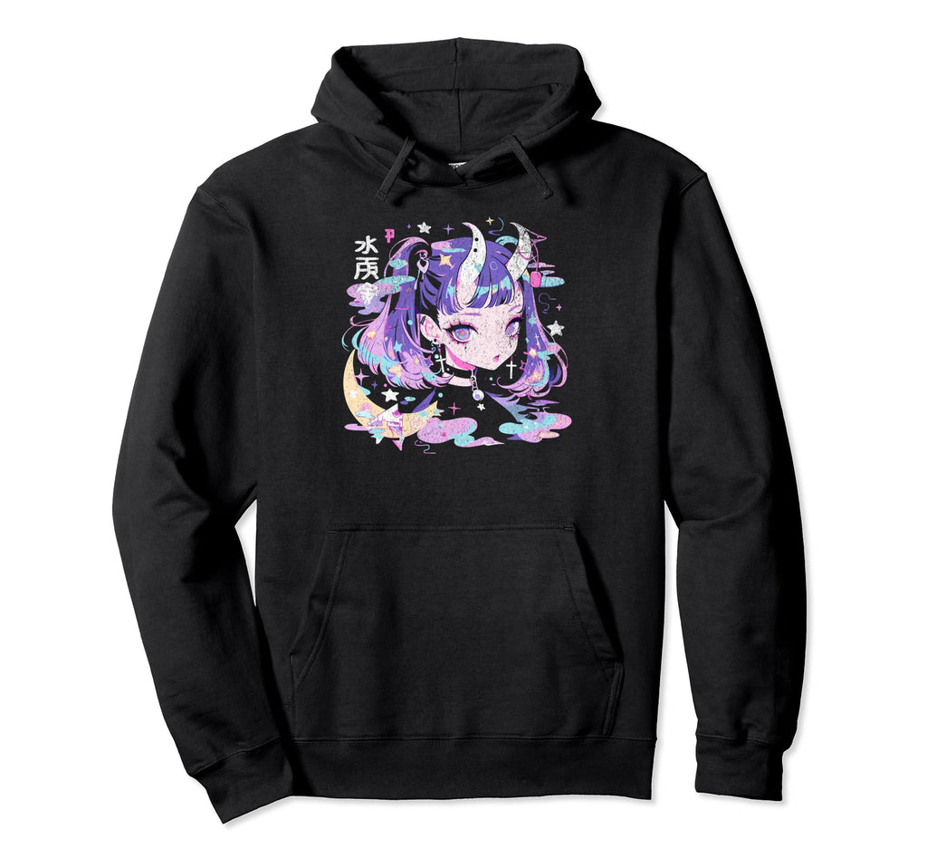 Goth Grunge Demon Anime Waifu Horror Alt Hoodie - Trendy Graphic Men Women - T-Shirt, Sweatshirt, Hoodie