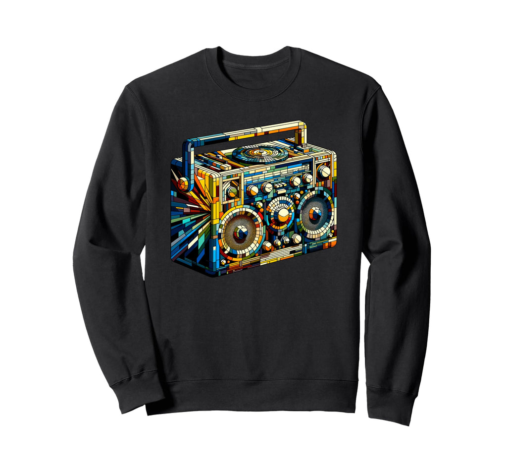 Polygon Art Boombox Old School 80S Sweatshirt - Unique Graphic Men Women - T-Shirt, Sweatshirt, Hoodie