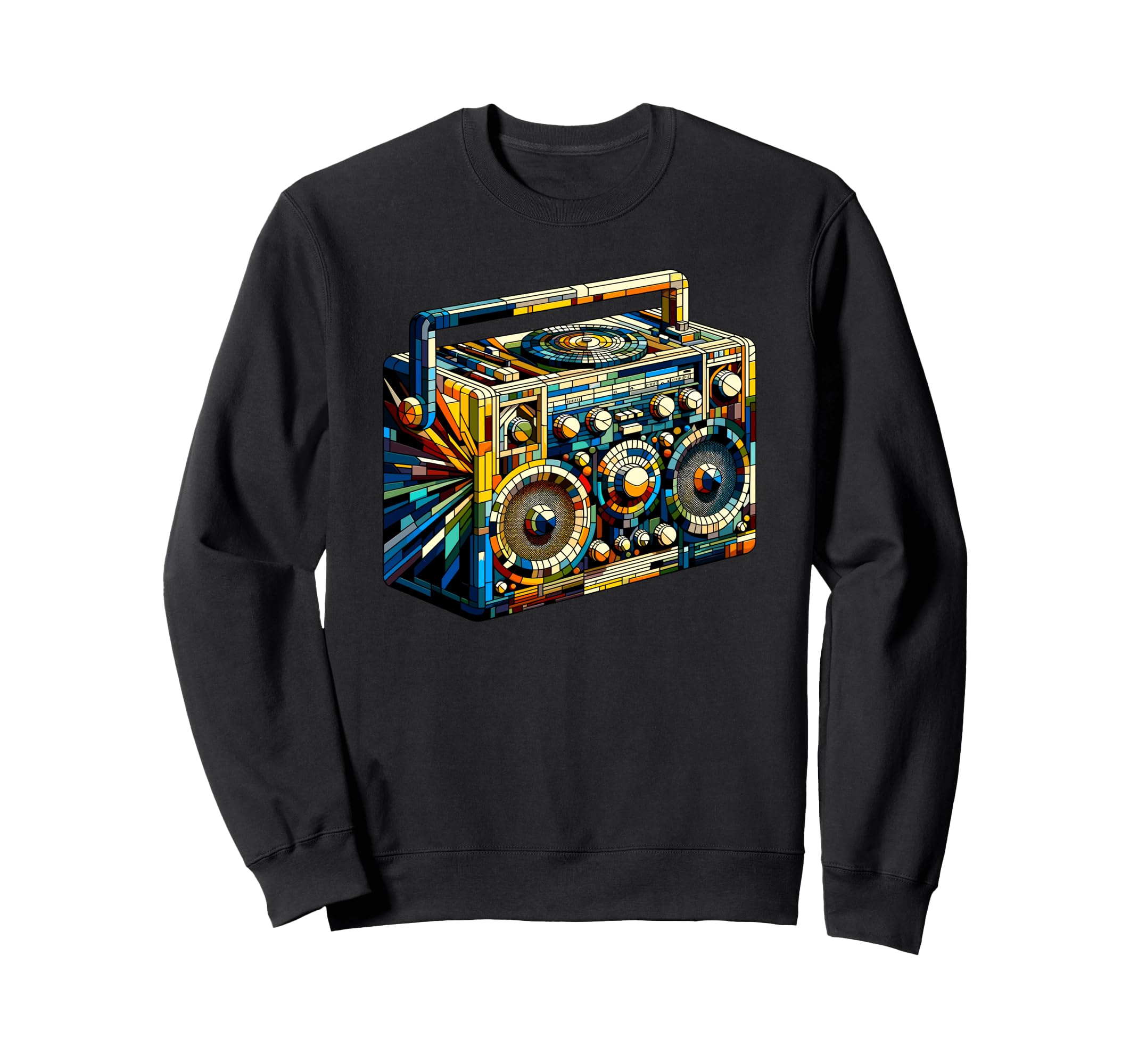 Polygon Art Boombox Old School 80S Sweatshirt - Unique Graphic Men Women - T-Shirt, Sweatshirt, Hoodie