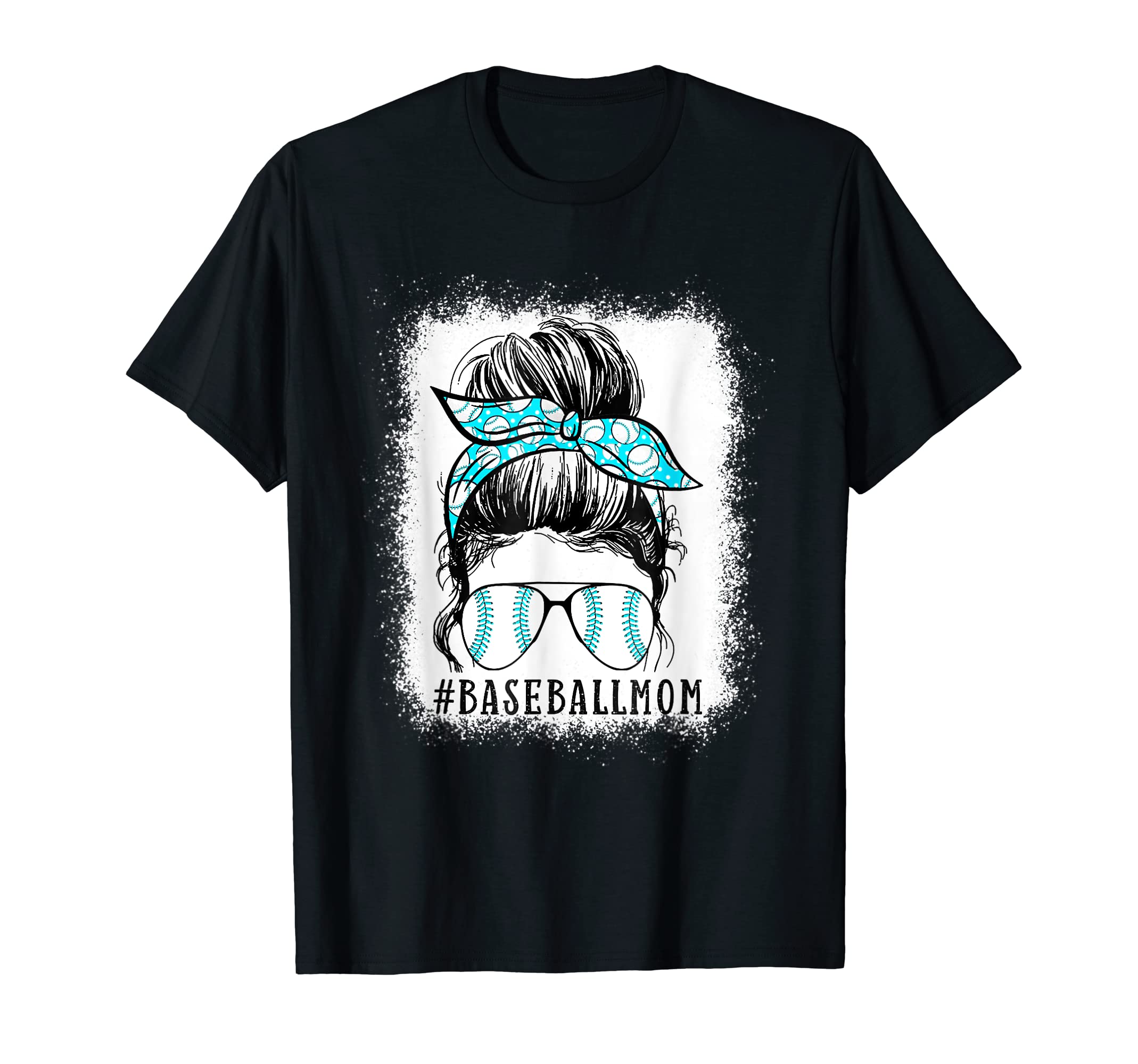 Funny Baseball Mom Messy Bun Softball T-Shirt - Graphic Print for Adults - T-Shirt, Sweatshirt, Hoodie