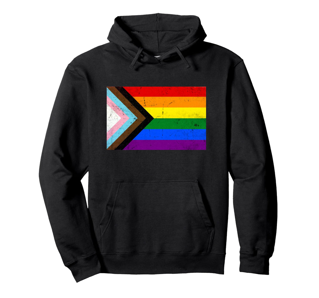 Progressive Pride Rainbow Flag Grunge Hoodie - Trendy Graphic Unisex - T-Shirt, Sweatshirt, Hoodie