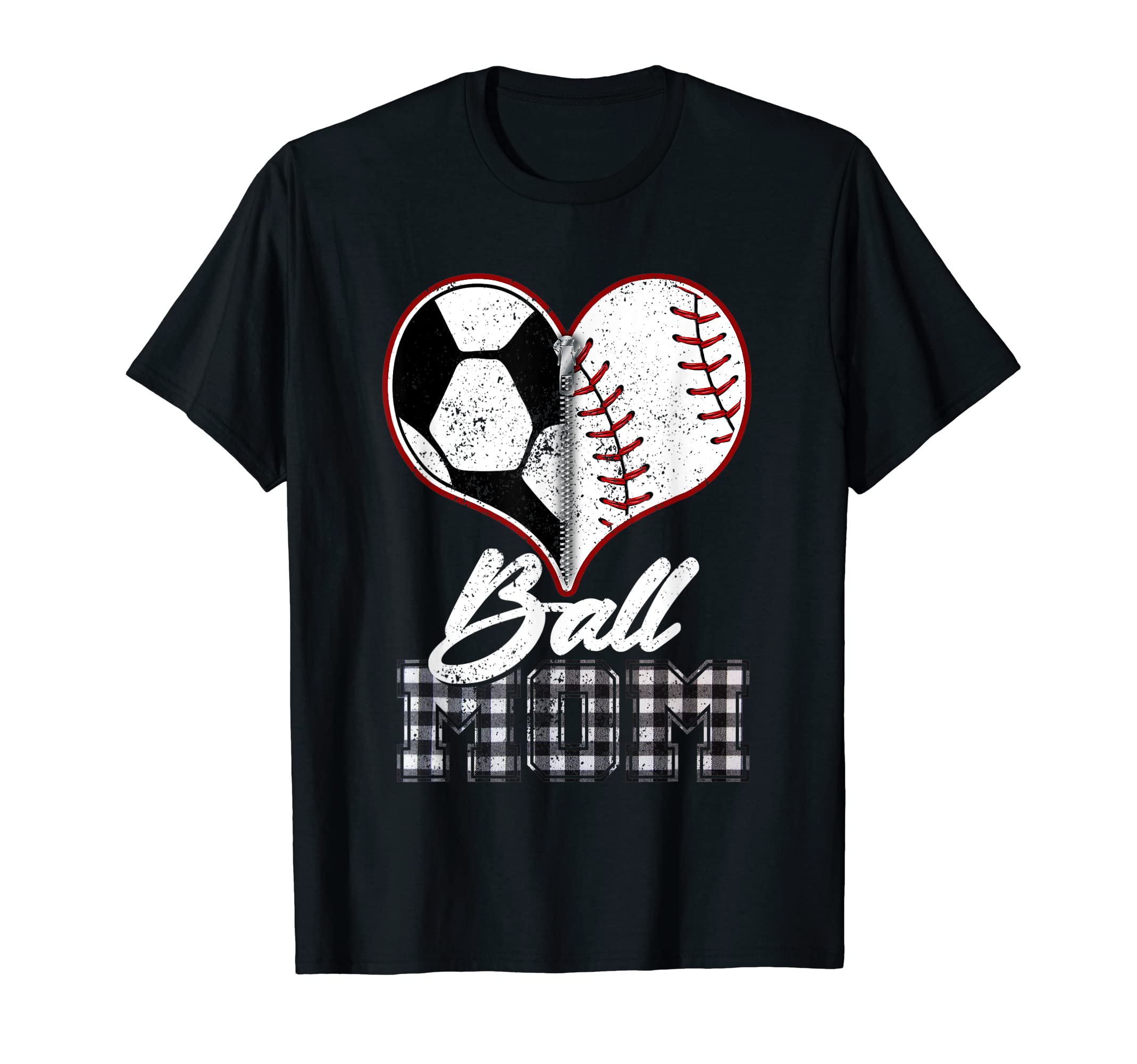 Ball Mom Heart Funny Soccer Baseball T-Shirt - Novelty Apparel Unisex - T-Shirt, Sweatshirt, Hoodie