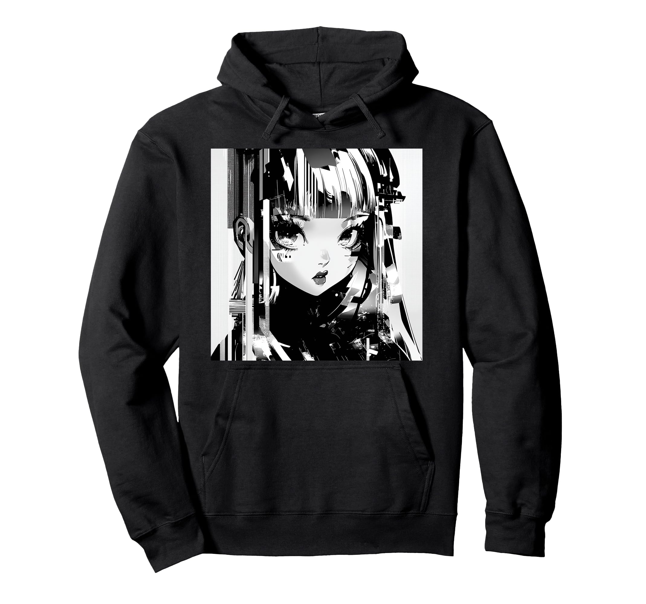Glitchcore Kawaii Anime Gothic Grunge Hoodie - Minimalist Print Men Women - T-Shirt, Sweatshirt, Hoodie