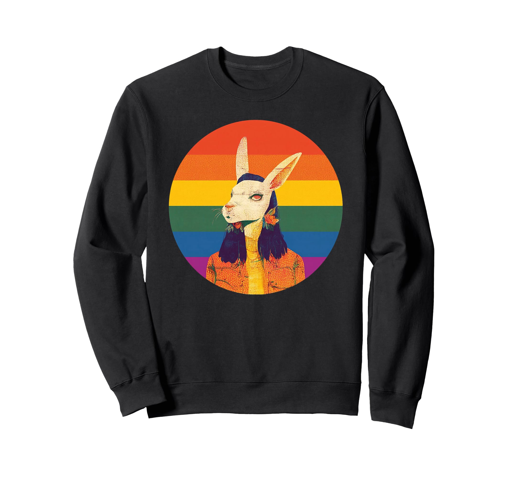 Lgbt Bunny Art Rainbow Rabbit Sweatshirt - Aesthetic Graphic for Adults - T-Shirt, Sweatshirt, Hoodie