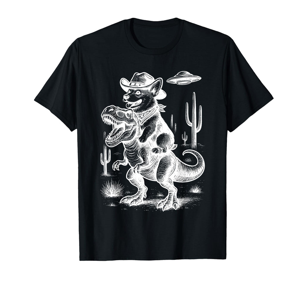 Corgi Riding Dinosaur Cowboy T-Shirt - Streetwear Style Unisex - T-Shirt, Sweatshirt, Hoodie