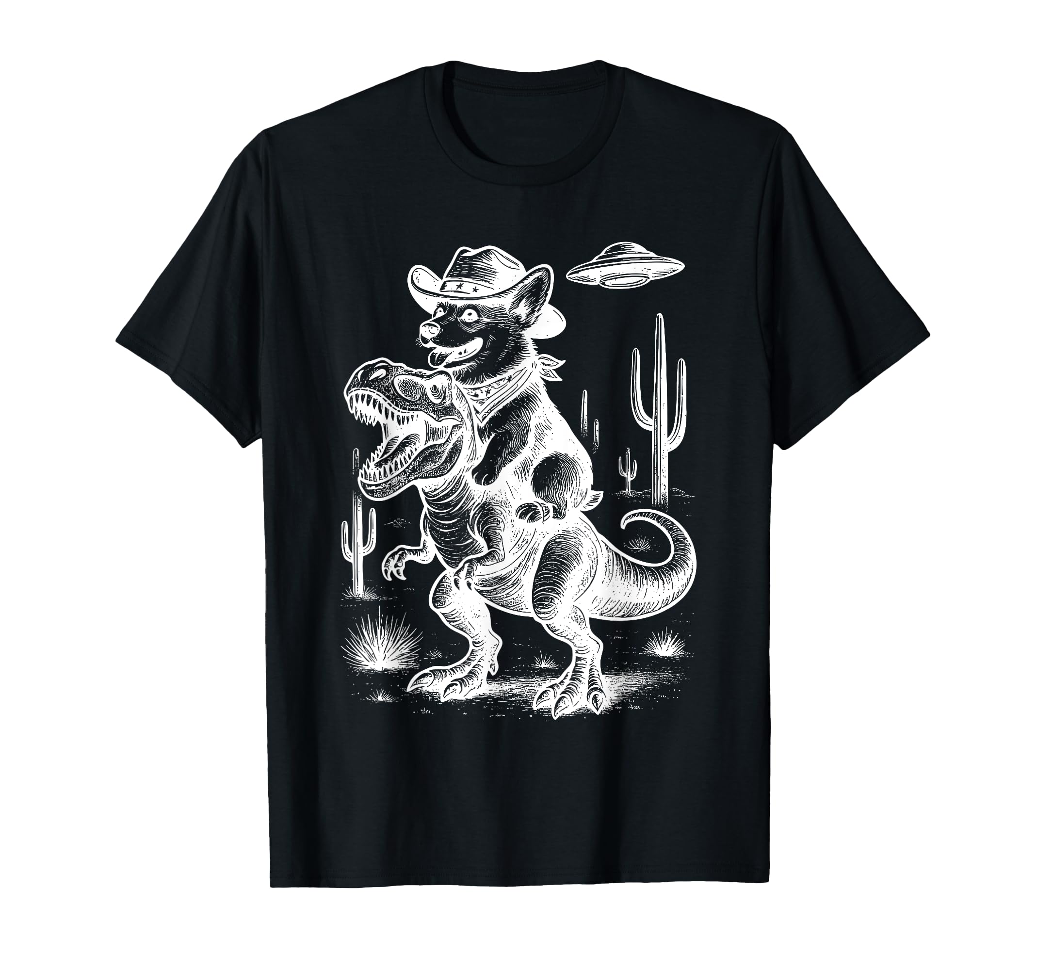 Corgi Riding Dinosaur Cowboy T-Shirt - Streetwear Style Unisex - T-Shirt, Sweatshirt, Hoodie