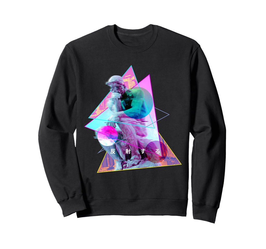 Rodin Thinker Statue Vaporwave Sweatshirt - Graphic Print Men Women - T-Shirt, Sweatshirt, Hoodie