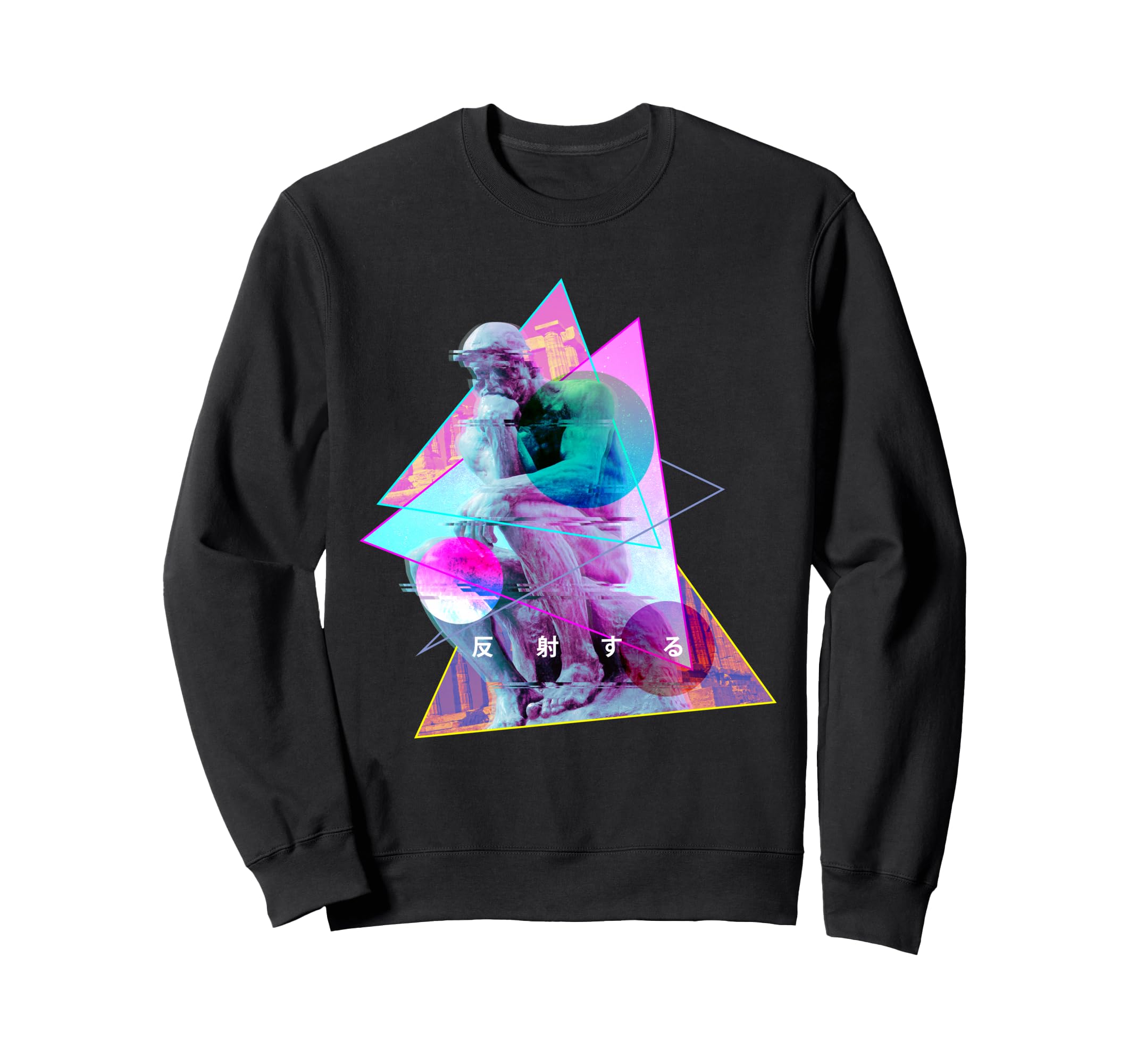 Rodin Thinker Statue Vaporwave Sweatshirt - Graphic Print Men Women - T-Shirt, Sweatshirt, Hoodie